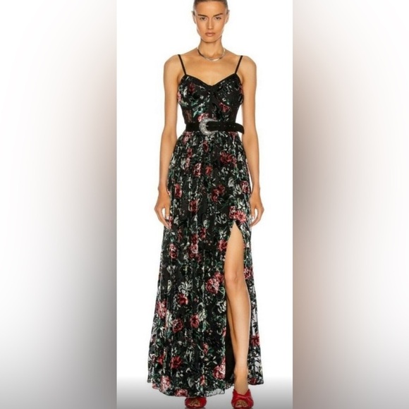 PatBO Dresses & Skirts - PatBO Floral Burnout Bustier Belted Dress Size 2